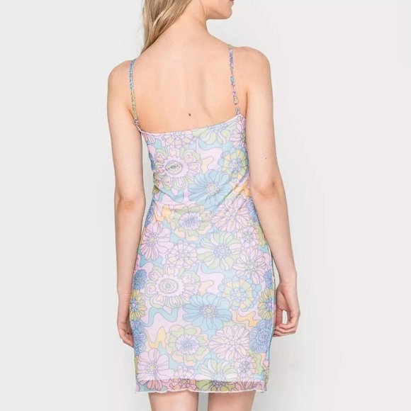 NWT Vintage Supply Floral Mini Dress Keyhole Retro Boho Hippie 70s Sz 12 - Picture 2 of 14